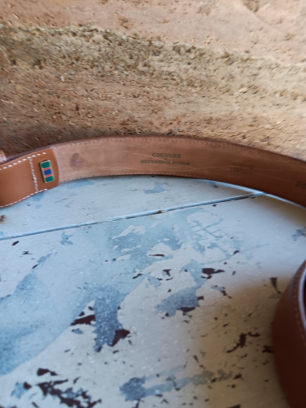 Alexander Julian Brown Leather Belt with Gold Buckle - Picture 2 of 4